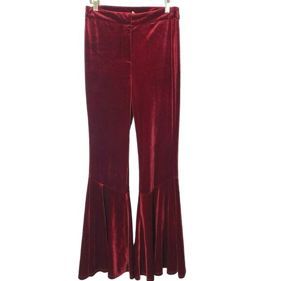 Ronny Kobo Velvet Pants Flare Leg Whimsical Retro boho Cherry Womens Small - Picture 1 of 11